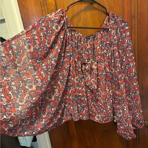 See you Monday floral blouse